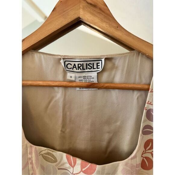 Carlisle Vintage  Floral Sheath Dress Silk Fitted Midi Size  6 - Picture 4 of 5